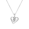 Zilveren hartvormige hanger van gepolijst roestvrij staal aan een elegante fijne ketting - Hart Hanger Ketting (MS-282A) / Zilver