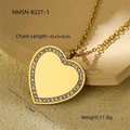 Custom 18K gold plated stainless steel heart pendant necklace with sparkling zircons - Gold Heart Zirconia (NMSN-B227-1)