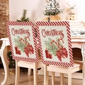 Christmas chair covers featuring candy cane borders and festive candle motifs for dining chairs - Candle Bow CHRISTMAS (YTM2-15)