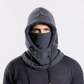 Passamontagna in pile grigio scuro con coulisse regolabile per sport invernali - Grigio