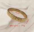 Golden stainless steel elastic bracelet with heart textures 60mm inner diameter - J004-3 Gold Heart Texture