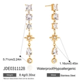 Detail of 18K gold stainless steel star tassel earrings with zircon gemstones - Gold Tassel Style(JDE0311128)