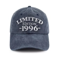 Navy blue washed cotton baseball cap with white 1996 Limited Edition embroidery - Adjustable / 1996 Style (Navy Blue)
