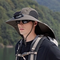 Cappello parasole verde militare con protezione nuca e ventola solare per la pesca - Verde Militare (Stile Ventilatore)