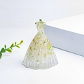 Humanoid resin figurine with gold and green crystal fragments decoration - Clear Quartz Variant 2