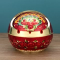 Spherical red and gold horse success ashtray with phoenix and peony relief patterns - Gold Red Enamel Peacock