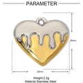 Vista dettagliata delle dimensioni del ciondolo a cuore in acciaio inox effetto lava - YE574 (Cuore Fluido Bicolore)