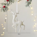 Sparkling white reindeer Christmas tree pendant with glitter finish and ribbon, 15x8cm - Elk