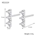 Minimalist S925 sterling silver stud earrings featuring three vertical clear cubic zirconia - 925 Silver / Silver White