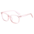 Stylish square pink transparent anti-blue light glasses with rivet details for women - Transparent Pink