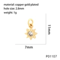 Makroaufnahme der 18K vergoldeten Sonnen-Stern-Anhänger mit Zirkonia und Maßen - Sternenstrahl (P01107)