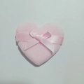 Pink heart-shaped powder puff with ribbon bow, soft crystal velvet for face makeup - Light Pink - Heart Shape