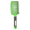 Curved vented hairbrush in bright green with boar bristles and ergonomic non-slip handle - Green (With Bristles)