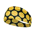 Elastic sports headband in black featuring yellow softball and baseball prints for yoga - Softball Black/Yellow