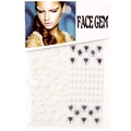 Détails des autocollants de gemmes de visage avec perles blanches et cristaux en cœur - Perle & Strass Blanc