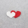 Handmade Miyuki bead heart charm in red and white colors for bracelets and necklaces - 011-Red White Double Heart