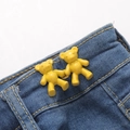 Adorable yellow bear waist buckle adjusters on blue denim jeans for size fitting - Screw Back Small / Lemon Yellow