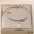 Bracciale a sfere in acciaio argento con ciondolo a stella e chiusura regolabile - Stile Stella d'Acciaio (KB169922-Z)