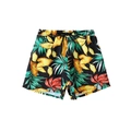 Badeshorts für Jungen mit tropischem Blattmuster, elastischem Bund und Kordelzug - 152 / Gelbes Blatt