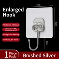 Strong adhesive wall hook with brushed silver stainless steel finish and square base - Large 50 Silk 6.5*6.5cm / Brushed Silver