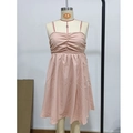 Pink sleeveless A-line dress with pleated chest design and thin shoulder straps - Pink
