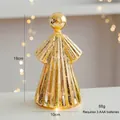 Golden glass angel light with vertical wave texture for Christmas decor, 18cm height - Angel Shape / Gold Large