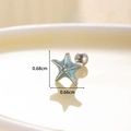 Sky blue glitter starfish stud earring in titanium steel with screw back closure - Silver Base Blue Starfish