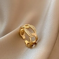 Luxury gold chain style butterfly open ring with sparkling white cubic zirconia crystals - Style C-Gold Chain Zircon