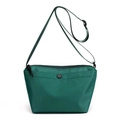 Minimalist dark green nylon dumpling crossbody bag with adjustable strap and snap button - Green