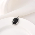 Tiger stone oval pendant with 18K silver plated frame on white fabric background - Type F Textured Oval / White Gold