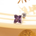Orecchino a perno in acciaio al titanio con zircone viola a stella e base argento - Viola Medio (6MM Singolo)