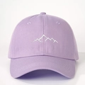 Close-up of white mountain embroidery on high-quality light purple canvas baseball cap - One Size / Light Purple