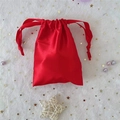 Vibrant red satin drawstring gift pouch made of silk-like fabric with glossy finish - 15.5*11.5 / China Red