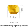 Set of 12 yellow square silicone baking cups with scalloped edges measuring 7.6cm each - Square-Yellow