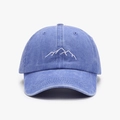 Gorra de béisbol azul lavado vintage con bordado de montaña en la parte frontal - Ajustable / Azul zafiro