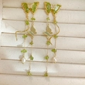 Detail of floral butterfly tassel earrings with green crystals and white pearls - Silver Post Butterfly Stone (34#)