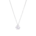 Elegant silver finish necklace featuring a classic six-prong round brilliant-cut zircon pendant - Silver