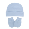 Light blue infant knit hat and mittens set made of soft cotton for newborns - Two-Piece Set / Light Blue (2-Piece Set)