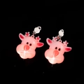 Glowing pink LED reindeer ear clips for Christmas, battery-operated festive jewelry detail - White Reindeer Ear Clip