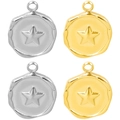 Star-patterned stainless steel seal charms in gold and silver finish for jewelry making - Wax Seal Star - Mixed