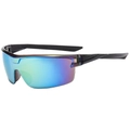 Unisex sports cycling sunglasses with single-piece colorful lens and black frame - Gold Mirrored