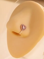 Rose gold heart-shaped non-piercing nose clip with clear cubic zirconia stone - Heart Halo Style (9400) / Rose Gold