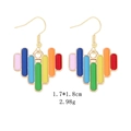 Rainbow heart drop earrings with colorful enamel stripes on gold hooks for women - Spliced Rainbow Heart