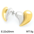 Minimalistische unregelmäßige Herzohrringe in zweifarbigem 18K Gold und Silber - 22x20mm / Gold und Silber