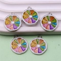 Miniature alloy fruit slice pendants with colorful enamel oil for DIY jewelry making - Style 59