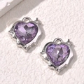 Ciondolo a cuore in cristallo viola con cornice a stella argentata e pietre sfaccettate - 6# Cuore Sfaccettato Viola
