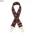 Ethnic red and grey geometric pattern wide strap with golden metal swivel hooks - Silver Clasp / C-5 Black Red