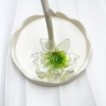 Floral hair claw clip with transparent green gradient finish and beaded center - Green (Pearlescent Sun Flower)