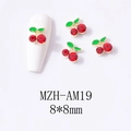 Macro detail of red cherry nail art charms with gold metal edges, size 8*8mm - Gold Base Medium Red Cherry (AM19)