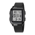Orologio digitale sportivo per ragazzi con quadrante rettangolare nero e cinturino in gomma - Nero con fondo bianco